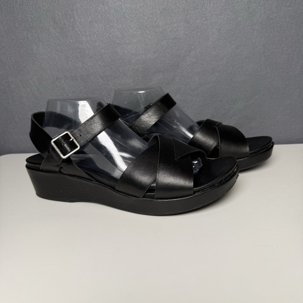Kork-Ease Myrna 2.0 Black Leather Ankle Strap Sandals Women's Sz 12M